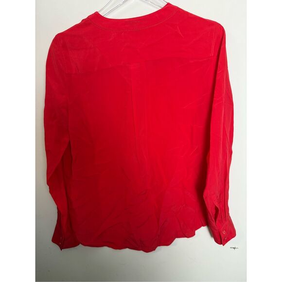 J. Crew Red ‘Drapey V-Neck 100% Silk Long Sleeve Blouse’ Size 6 Colorful Valenti - Picture 5 of 5